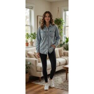 Veveret Jean Shacket Blue Acid-washed Cinch Waist Casual Sz L Retro